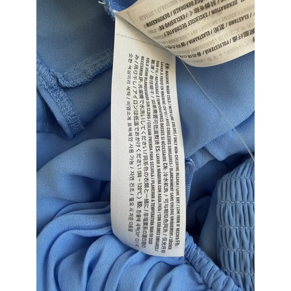 Abercrombie & Fitch Gathered-Sleeve Maxi Dress Light Blue Size S